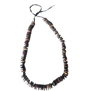 Vintage 1970's Retro Chunky 30" Wooden Button Bead Necklace